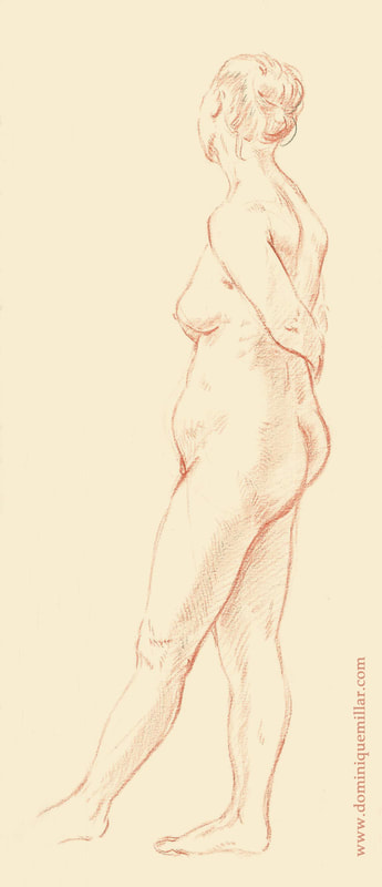 Dominique Millar, Red Chalk, Standing Female Nude