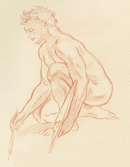 Dominique Millar, Narcissus study, red chalk