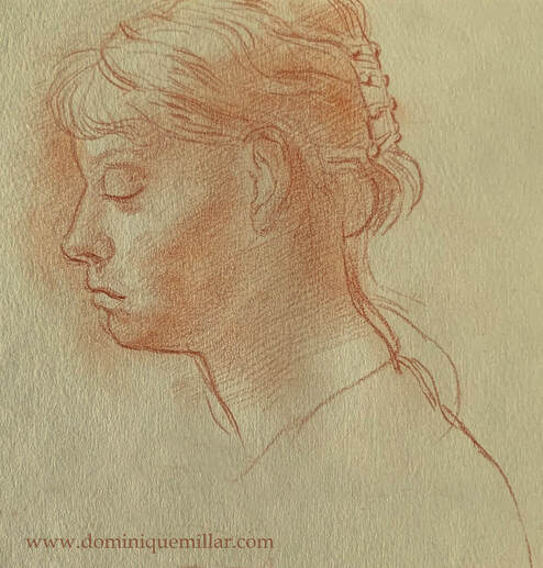 Dominique Millar_Female Head in Profile_Red Chalk
