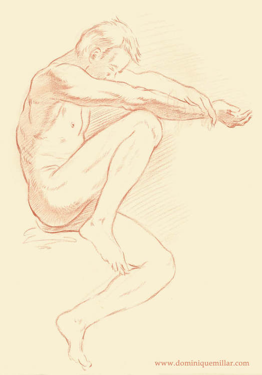 Dominique Milar_Red Chalk_Male Nude
