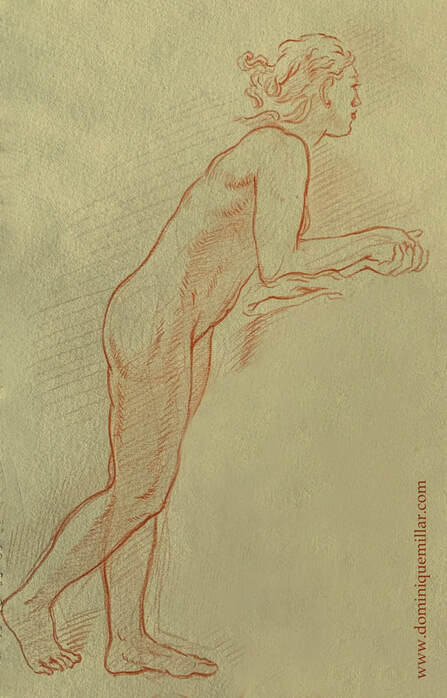 Dominique Millar, Red Chalk, Female Nude 